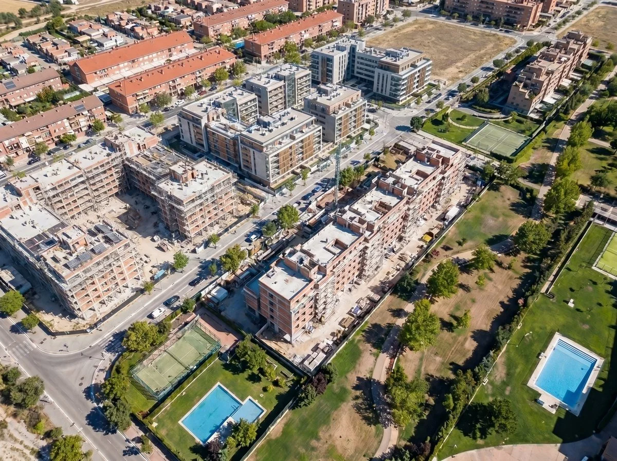 Construcción en curso · Vista aérea cenital