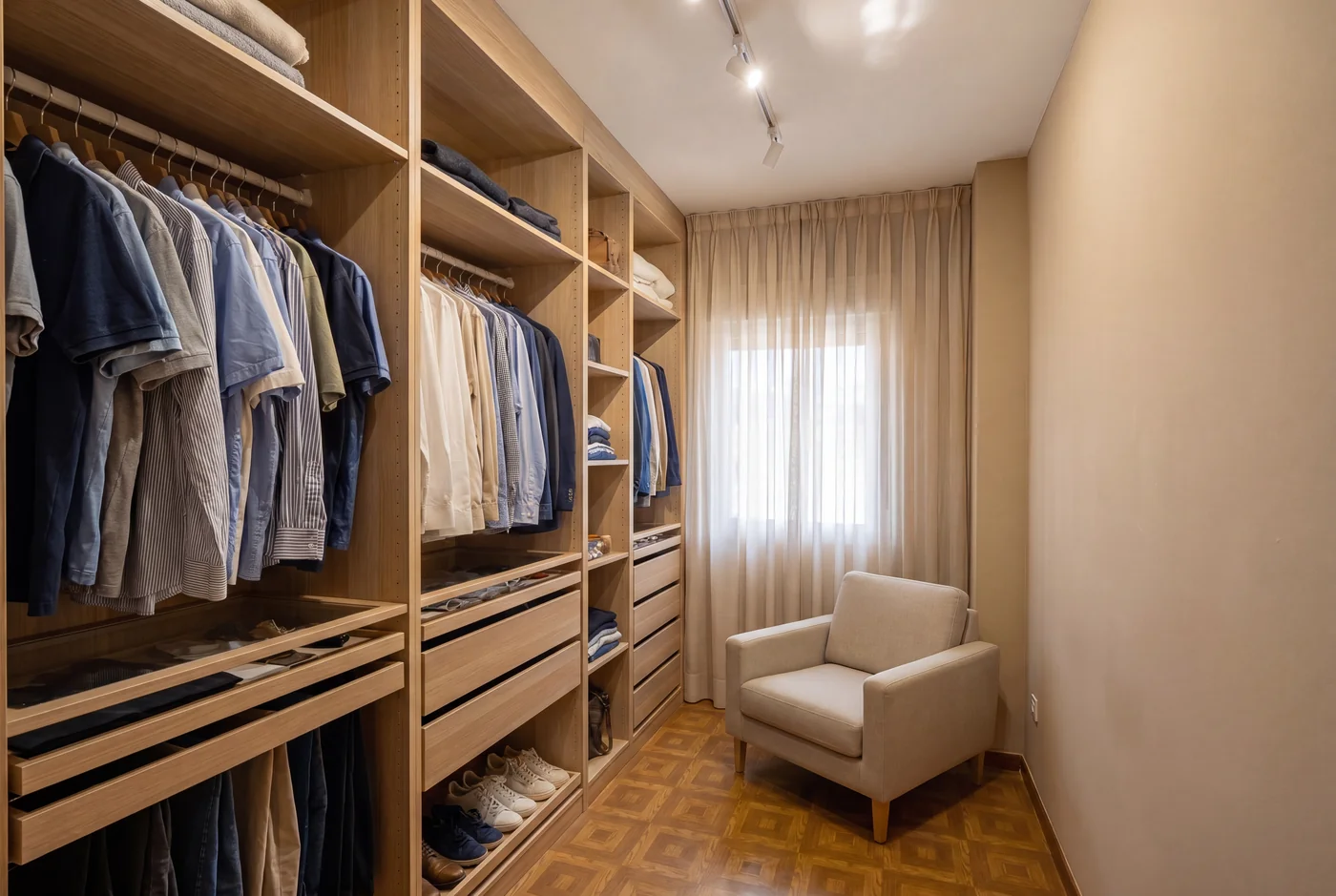 Vestidor · Organización completa en madera
