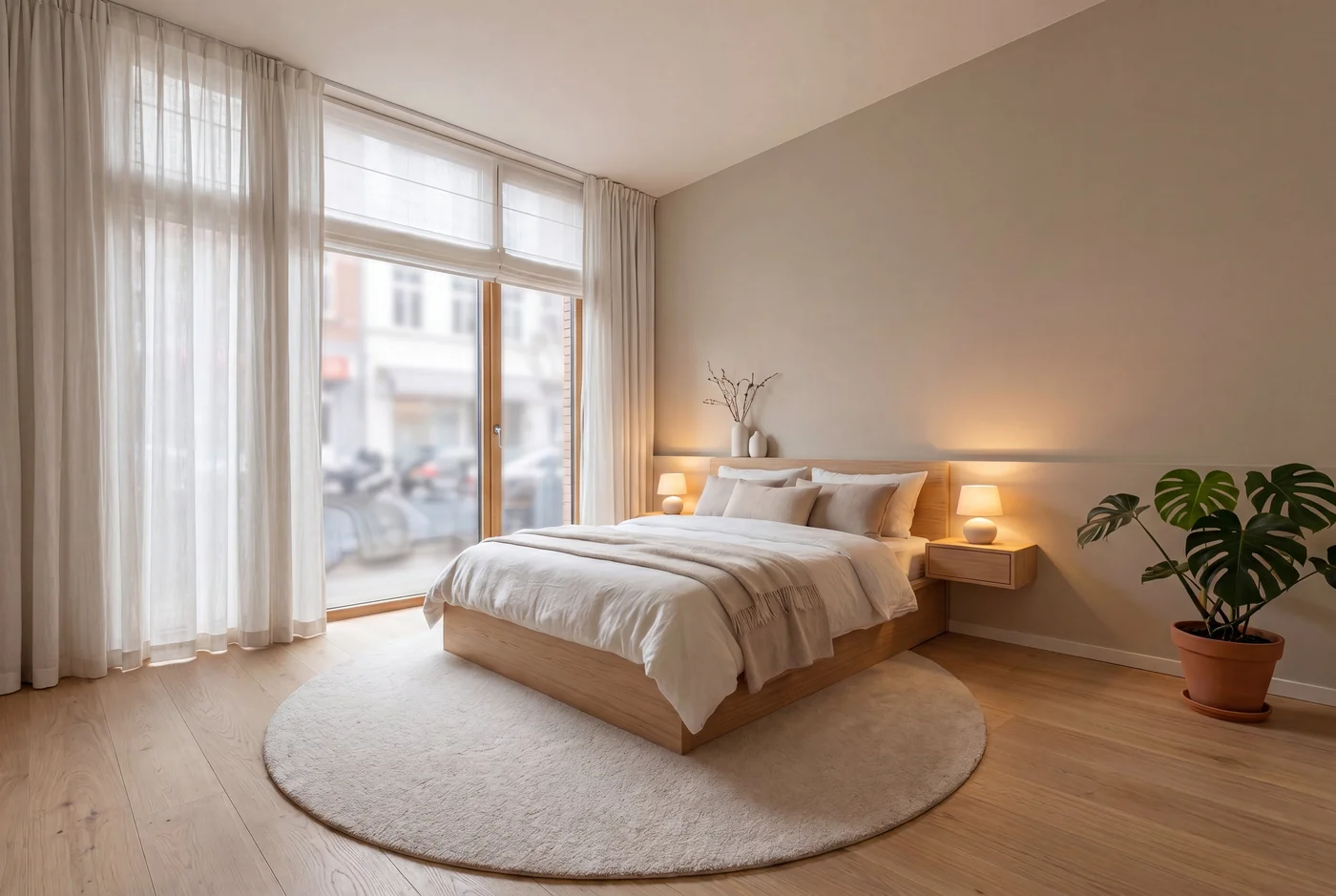 Dormitorio doble · Estilo nórdico y luz cenital